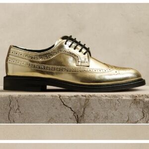Banana Republic Gold Leather Oxfords NWT NIB Size 8